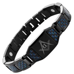 Bracelets FreeMason Cross Bracelet for Men Boy Magnetic Therapy Healing Carbon Fibre Chain Bangles Health Energy Wristband Jewellery