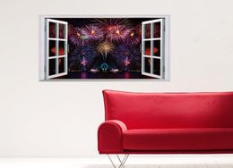 Firework Display Scenery Window View Wall Stickers Living Room Bedroom Wall Decals DIY Home Decoration Wallpaper Poster Hallway De3268872