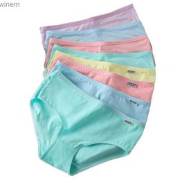 Women's Panties 7 pieces of womens underwear cotton sexy breathable soft underwear womens underwear cute solid color underwear large sizeL2404