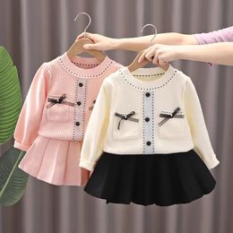 Autumn Dress for baby girl Knitted dresses children kneelength patchwork Clothing girls Childrens Casual 240326