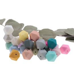 Necklaces Fkisbox 17mm 50pcs Hexagon Silicone Beads Food Grade Baby Silicone Dentition For Necklace Teether Making Pacifier Soother Chain