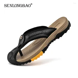 Slippers Summer Casual Sandals Genuine Leather Men Outdoor Designer Flip Flops Lightweight Mens Slides Beach Shoes Zapatos Hombre