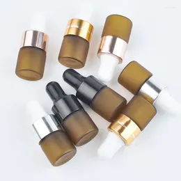 Storage Bottles 100pcs 1ml Frosted Amber Glass Sample Vial Dropper Empty Mini Essential Oil Bottle With Pipettes