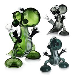 Mini Bong Glass Dinosaur Dab Rigs Glass Bubbler Oil Rigs Hookah Glass Smoking Waterpipes With Immovable Downstem