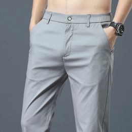 Summer Ice Silk Mens Golf Pants High Quality Elasticity Fashion Casual Breathable Trousers 240403