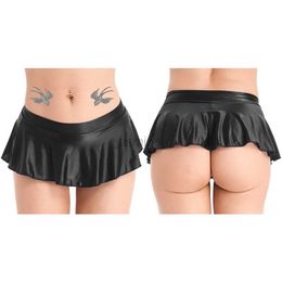 Urban Sexy Dresses Bottom Swimwear Women Dress Skirts Sexy Womens Wetlook Shiny Skater Dance Party Skirt Clubwear in Various Colors 2443