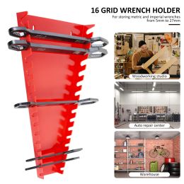 16 Holder Wall Mounted Tool Grid Multi-Purpose Wrench Tool Organizer Sorter Storage Tray Socket Storage Rack Tools Organizer