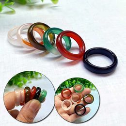 Band Rings Unisex Natural Ring Multi color Black Green Red Agate Create Round Natural Stone Finger Ring Charm Christmas Gift Wholesale