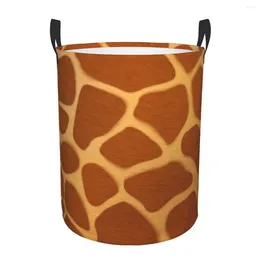 Laundry Bags Waterproof Storage Bag Giraffe Fur Skin Hide Texture Household Dirty Basket Folding Bucket Clothes Organizer