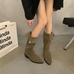 Boots Winter Trend Women's 2024 Wedge Mid-calf Platform Ladies Shoes Punk Gothic Solid Colour