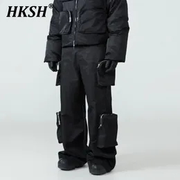 Men's Pants HKSH Multi Pockets Wide Leg Cargo Deconstructed Spring Autumn Loose Streetwear Casual Overalls Dark Women HK0307