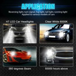 1-10pcs H7 Led Headlight Bulb Kit Car Fog Light Bulbs High Low Beam 30000lm Super-Bright 6000k White Led Lights For Vehicles