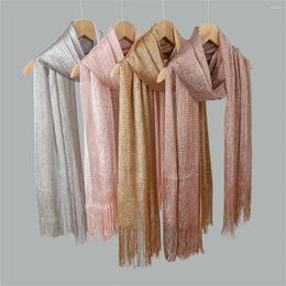 Scarves Sexy Gold Silver Bright Silk Party Bride Wedding Dress Tassel Long Shawl Summer Beach Bikini Sun Cloak Female Sunscreen Scarf