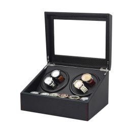 Cases 6+4 Carbon Fibre Pu Watch Winder Box Automatic Slient Motor Box Watches Mechanism Cases Drawer Storage Display Watches Remontoir