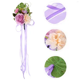 Decorative Flowers Artificial Flower Wedding Chair Back Birthday Decoration For Girl Adornment Ribbon