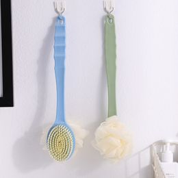 Adult Soft Wool Bath Brush Back Long Handle Massage Brush Bathroom Hangable Bath Ball Bath Brush with Bath Flower