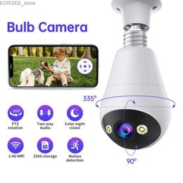 Other CCTV Cameras JOOAN 2K 3MP E27 Bulb Camera WiFi Indoor Video Surveillance Home Security Monitor Full Color Night Vision Auto Tracking Y240403