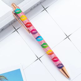 Lytwtw's-Rose Gold Metal Ballpoint Pen, Cute Lips Heart, Wedding Stationery School Office Supply High Quality Pens 4 PCS