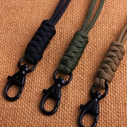 Rotatable Buckle Paracord Keychain Lanyard Parachute Cord Self-Defense Emergency Survival Backpack Key Ring Neck Hanging Rope