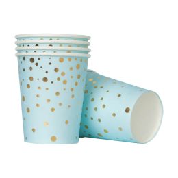 Blue Gold Dot Party Supplies Disposable Party Dinnerware Paper Plate Napkin Cup Tablecloth for Birthday Wedding party decoration