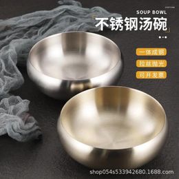 Bowls Korean Stainless Steel Rice Bowl Golden Double Layer Insulated Soup