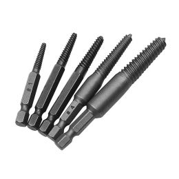 5Pcs Broken Bolt Extractor Screw Remover Set Drill Bit Set and Damaged Stripped Screw Extractor Remover Tool