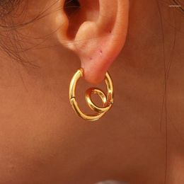 Hoop Earrings Creative Design Double Shape Earring 18K Gold Plated Stainless Steel For Women 2024 Jewelry And Accessories