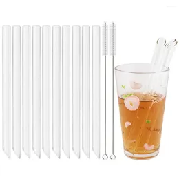 Drinking Straws 10/20Pcs Reusable Eco Friendly Straw High Borosilicate Glass Set With Brush Bubble Tea Juice Home Bar Accessories