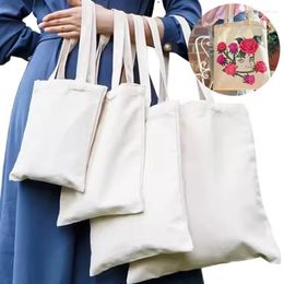 Shopping Bags Large Capacity Canvas Shoulder Handbag Folding Eco-Friendly Cotton Tote Bag Reusable DIY Painting Grocery Beige