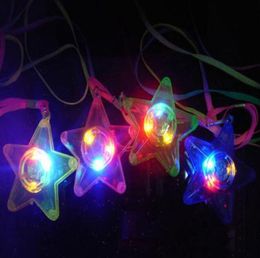 DHL 300pcs LED Glowing Little Star Necklace Flashing Hanging Lightup Kids Toys Birthday Party Favors7414536