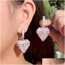 Charm Luxury Fashion Fl Diamond Earring Designer For Woman Party South American Aaa Cubic Zirconia Copper Bride Wedding Engagement S Dhkh9
