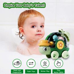 Baby Turtle Bath Toys Kids Infants Bathtub Spinning Water Pool Toys Easter Basket Stuffers Christmas Birthday Gifts for Toddler