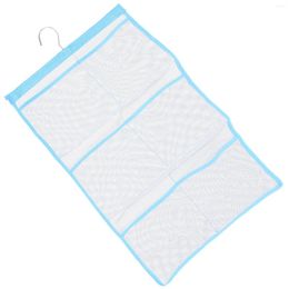 Storage Bags 6 Pockets Hanging Mesh Shower Space Saving Bathroom Accessories Quick Dry Bath Organizer With Single Hook (Sky-blue)