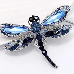 Scarves Blue Crystal Vintage Dragonfly Brooches For Women High Grade Fashion Insect Brooch Pins Coat Accessories Animal Jewelry Gifts