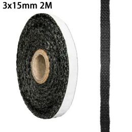 Black Flat Stoves Rope Self-Adhesive Fibreglass Fireplace Door Sealing Cord Replacement Gasket Tape 10/15mm Width 2m Length