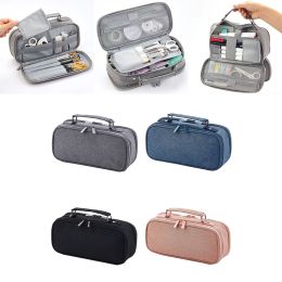 Humidifiers Large Capacity Double Layer Pencil Case Canvas Portable Storage Bag Make Up Pouch Stationery School Supply