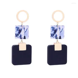 Stud Earrings Marble Effect Acrylic For Women Alloy Geometric Drop Dangle Plate Fashion Jewellery