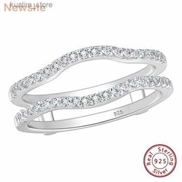 Cluster Rings Newshe 925 Sterling Silver Adjustable Guard Enhancer Curved Ring AAAAA Cubic Zircon Stack Wrap for Women Engagement Fine Jewellery L240402