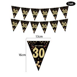30th 40th 50th 60th birthday decorations Number Balloons Birthday Hanging Banner Flags for Adult 30th Anniversary Supplies