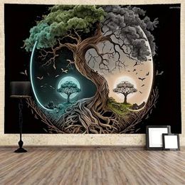 Tapestries 1 Pcs Of 75x58cm Tree Print Frosted Tapestry Wall Hanging Living Room Bedroom Dormitory Decoration Home
