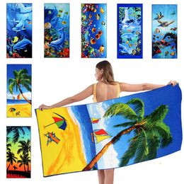 bath towel Fancy Various Patterns Printing Beach Towel Comfort Adults Absorbent Beach Towel Cover Cup