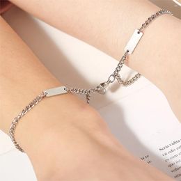 Link Bracelets Love Magnetic Titanium Steel Couple Simple Pendant Women Men Hand Jewelry