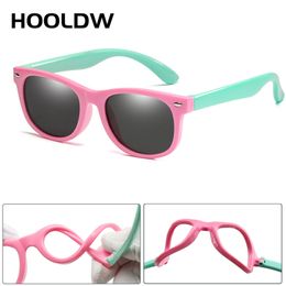 HOOLDW 2020 New Kids Sunglasses Children Polarized Sun Glasses Boys Girls Silicone Safety Glasses UV400 Baby Eyewear With Boxes