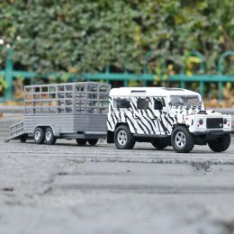 1:32 Alloy Truck Transport Car Model Diecasts Toy Travel Touring Car Yacht Trailer Vehicles Model Sound and Light Children Gift