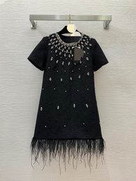 401 2024 Milan Runway Dress SPring Summer Short Sleeve Black Brand Same Style Womens Dress Fashion High Quality G24040280