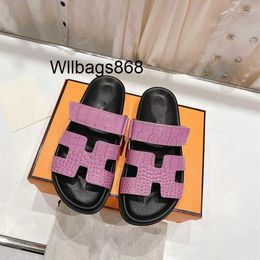 Home Oran Paris Chypress Slippers Top Edition Second Slippers Couple Style 23 Summer New Cool Drag Leather Flat Bottom Velcro Thick Botto