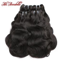 Wigs Ali Annabelle Body Wave Human Hair Bundles Double Drawn Human Hair Bundles 1/3/4 PCS Brazilian Hair Weave Bundles Double Drawn