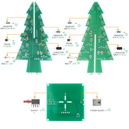 DWC DIY Electronics Kit 3D Christmas Tree Soldering Practise Electronic Science Assembly Kit 3 Color/7 Colour Flashing LED PCB