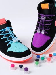 1Pair Elastic laces Sneakers Round Rubber Bands No Tie Shoelaces Unisex Basketball Shoe laces Children Fast Free Tie Shoestrings