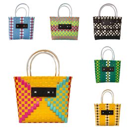 24ss handmade woven bag women handbag colorful striped beach bag m arni designer tote bags fashion waterproof design storage Bag